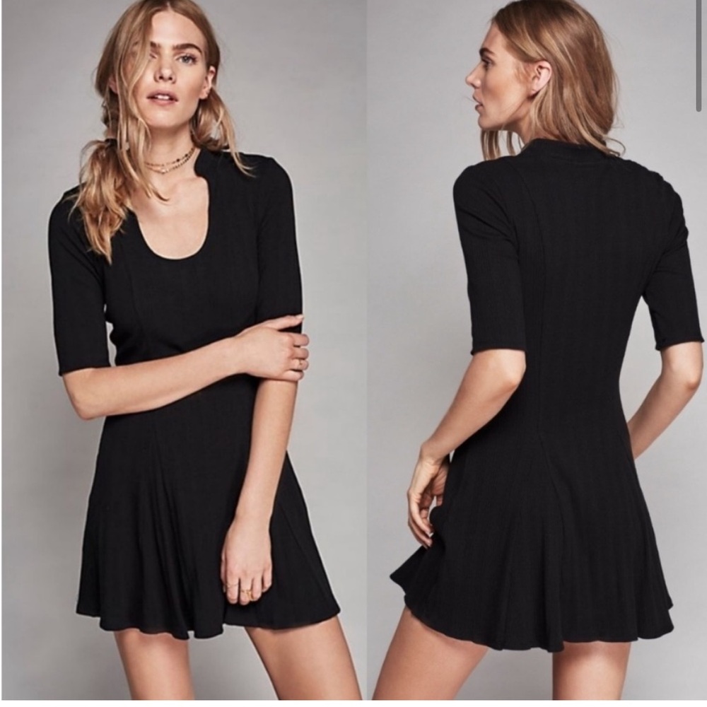 Free People Jolene Black Skater Dress